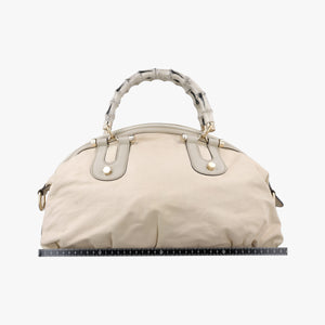 Pre-owned Gucci Bamboo Pop Beige Leather 189867 shoulderbag | stylenewstar