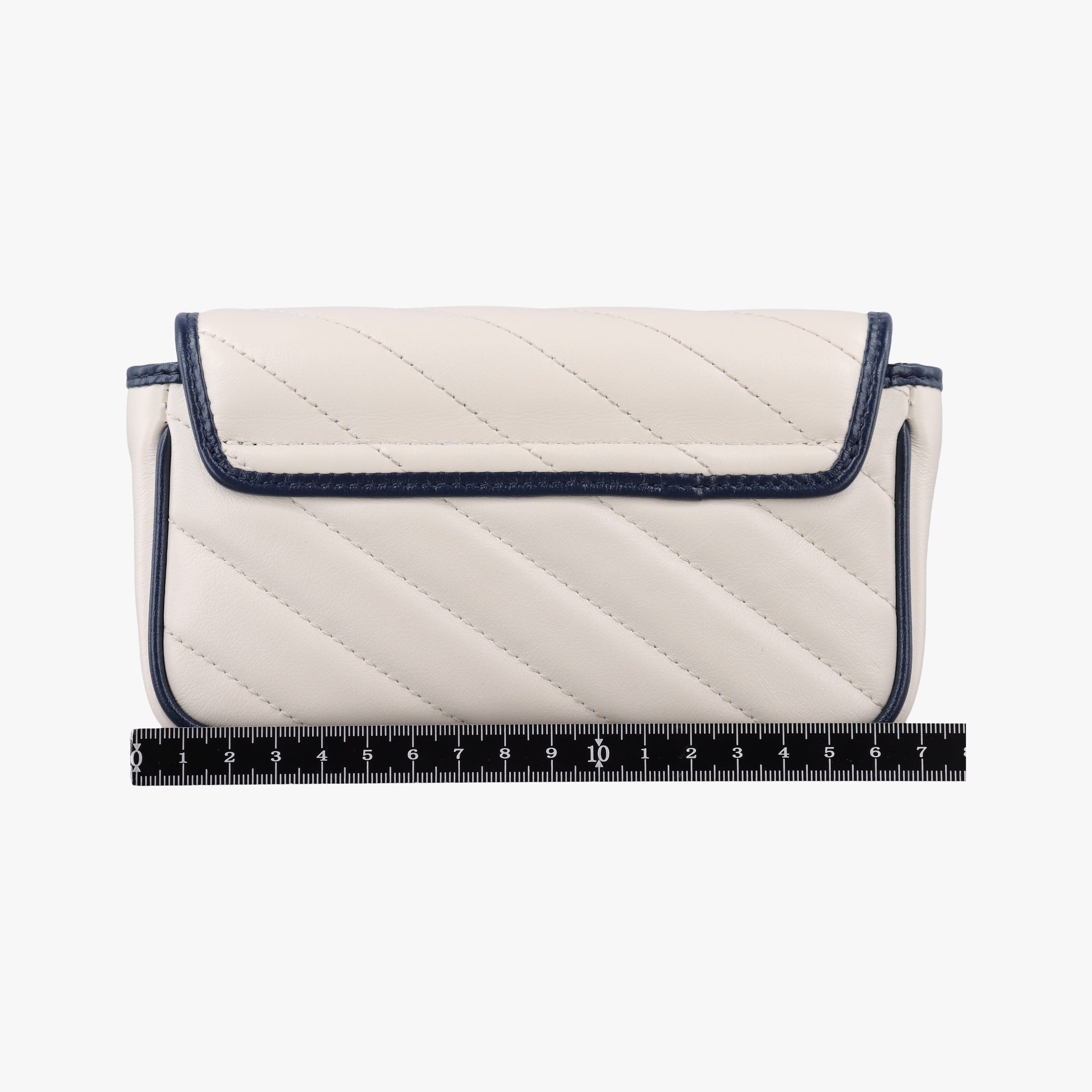 Pre-owned Gucci GG Marmont White×navy Leather 574969 shoulderbag | stylenewstar