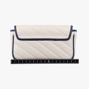 Pre-owned Gucci GG Marmont White×navy Leather 574969 shoulderbag | stylenewstar