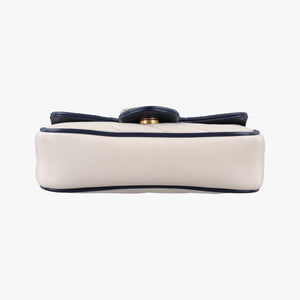 Pre-owned Gucci GG Marmont White×navy Leather 574969 shoulderbag | stylenewstar