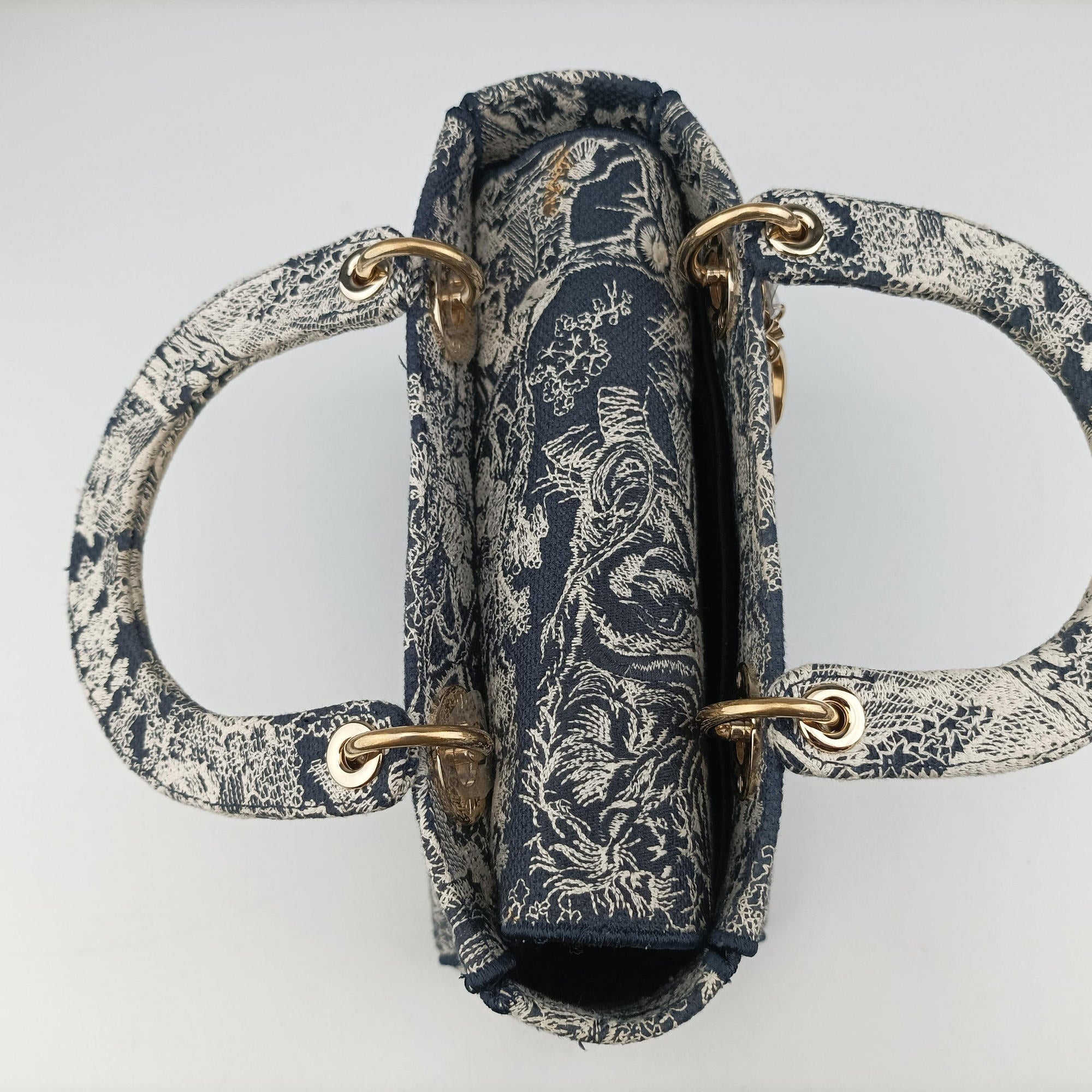 Vintage Christian Dior D-Lite Medium Royaume Navy Jacquard  shoulderbag | stylenewstar