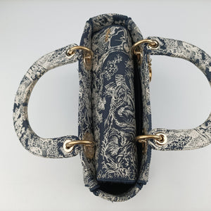 Vintage Christian Dior D-Lite Medium Royaume Navy Jacquard  shoulderbag | stylenewstar