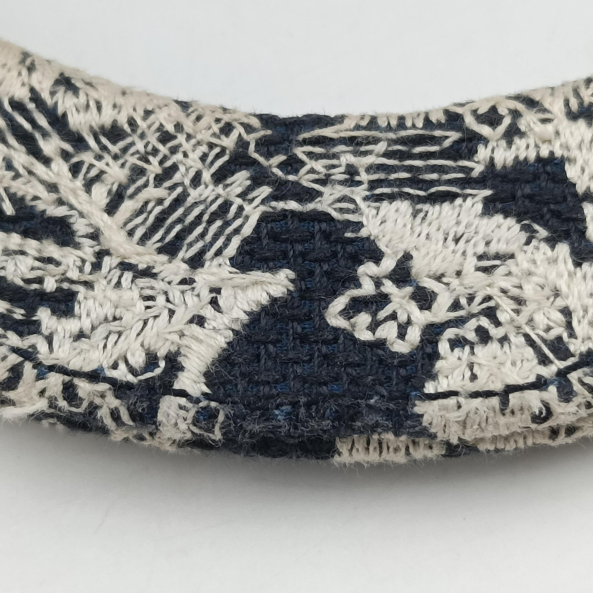 Vintage Christian Dior D-Lite Medium Royaume Navy Jacquard  shoulderbag | stylenewstar