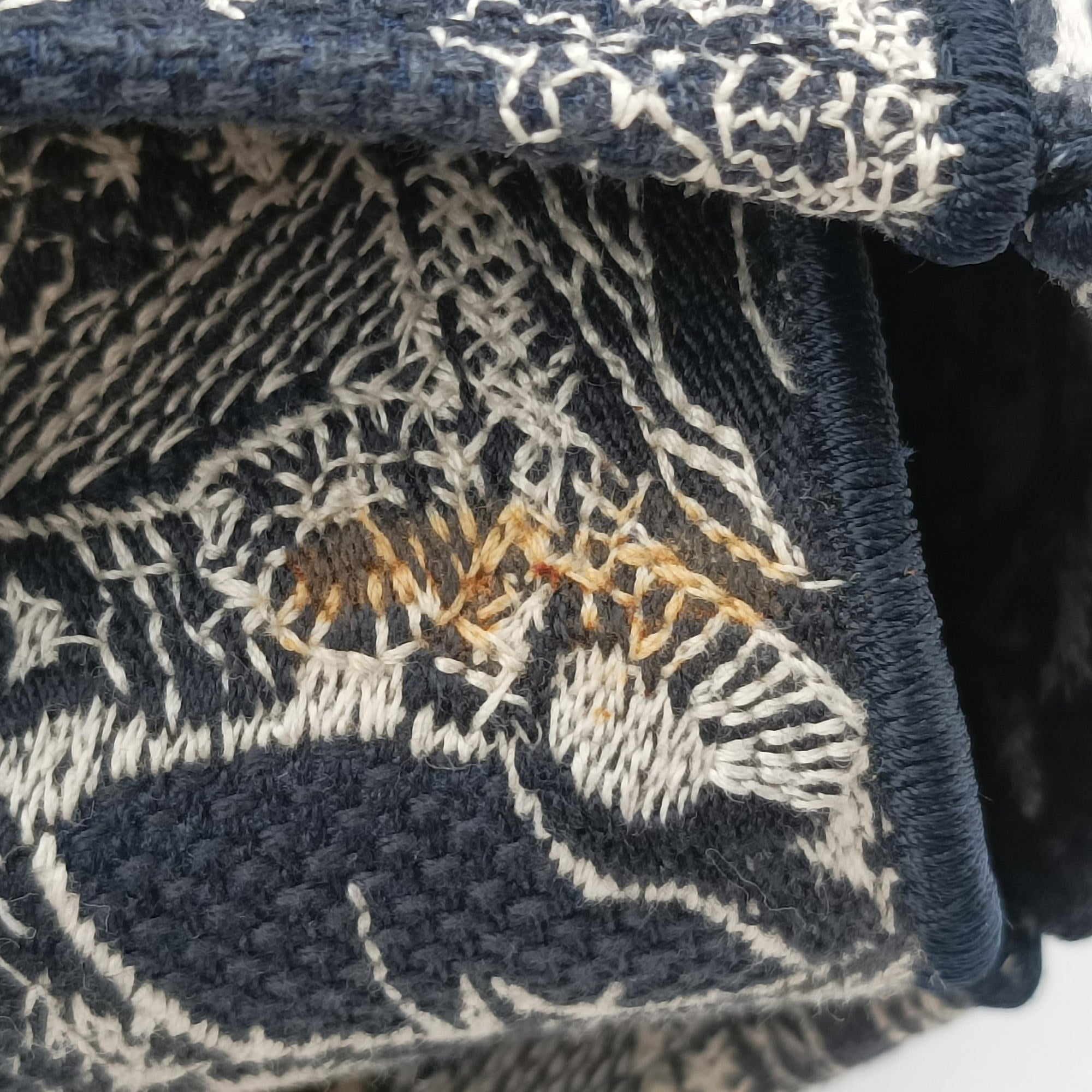 Vintage Christian Dior D-Lite Medium Royaume Navy Jacquard  shoulderbag | stylenewstar