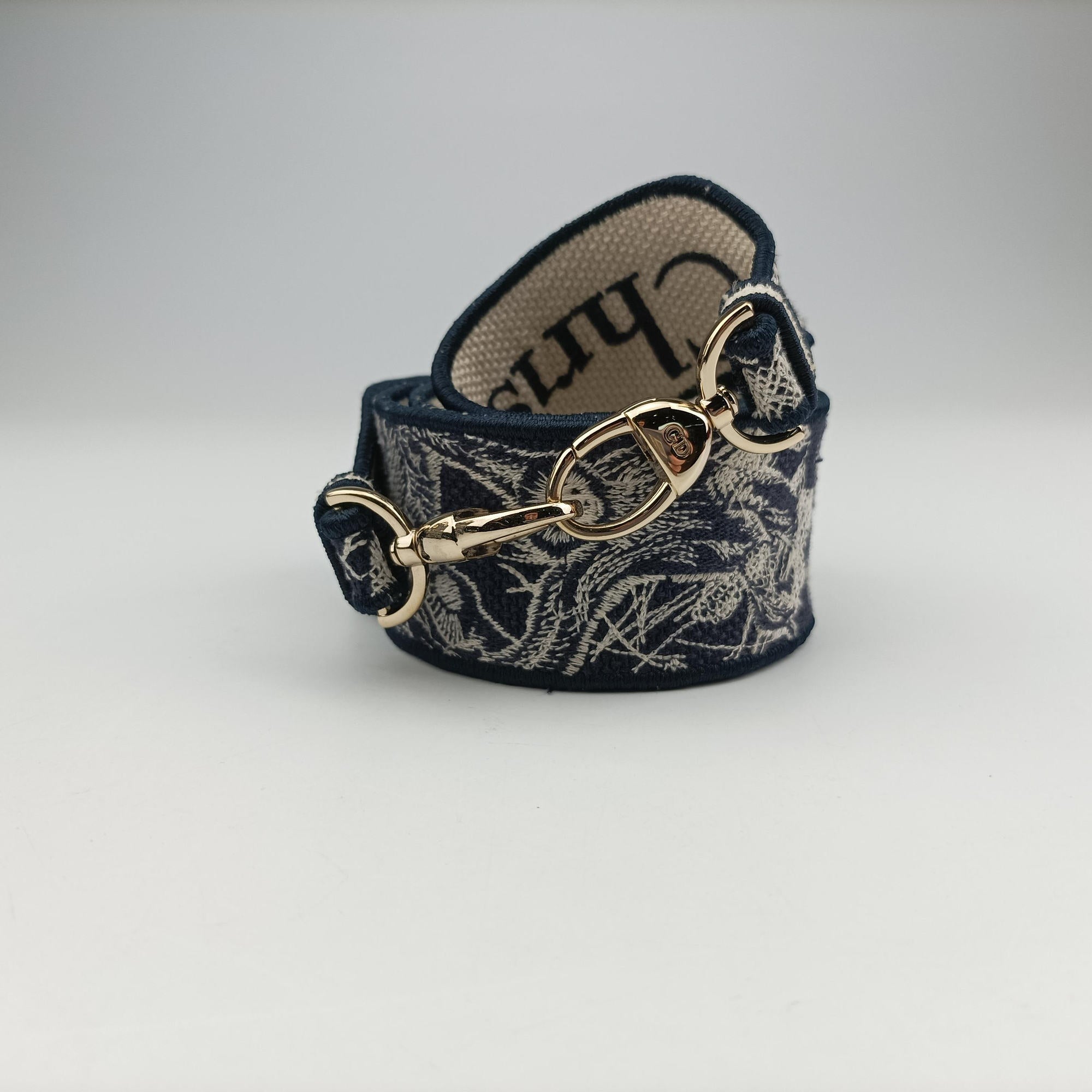 Vintage Christian Dior D-Lite Medium Royaume Navy Jacquard  shoulderbag | stylenewstar