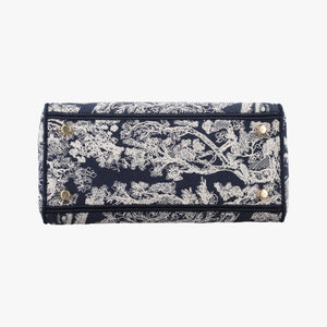 Vintage Christian Dior D-Lite Medium Royaume Navy Jacquard  shoulderbag | stylenewstar