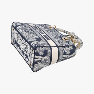 Vintage Christian Dior D-Lite Medium Royaume Navy Jacquard  shoulderbag | stylenewstar