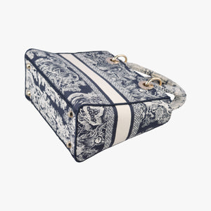 Vintage Christian Dior D-Lite Medium Royaume Navy Jacquard  shoulderbag | stylenewstar