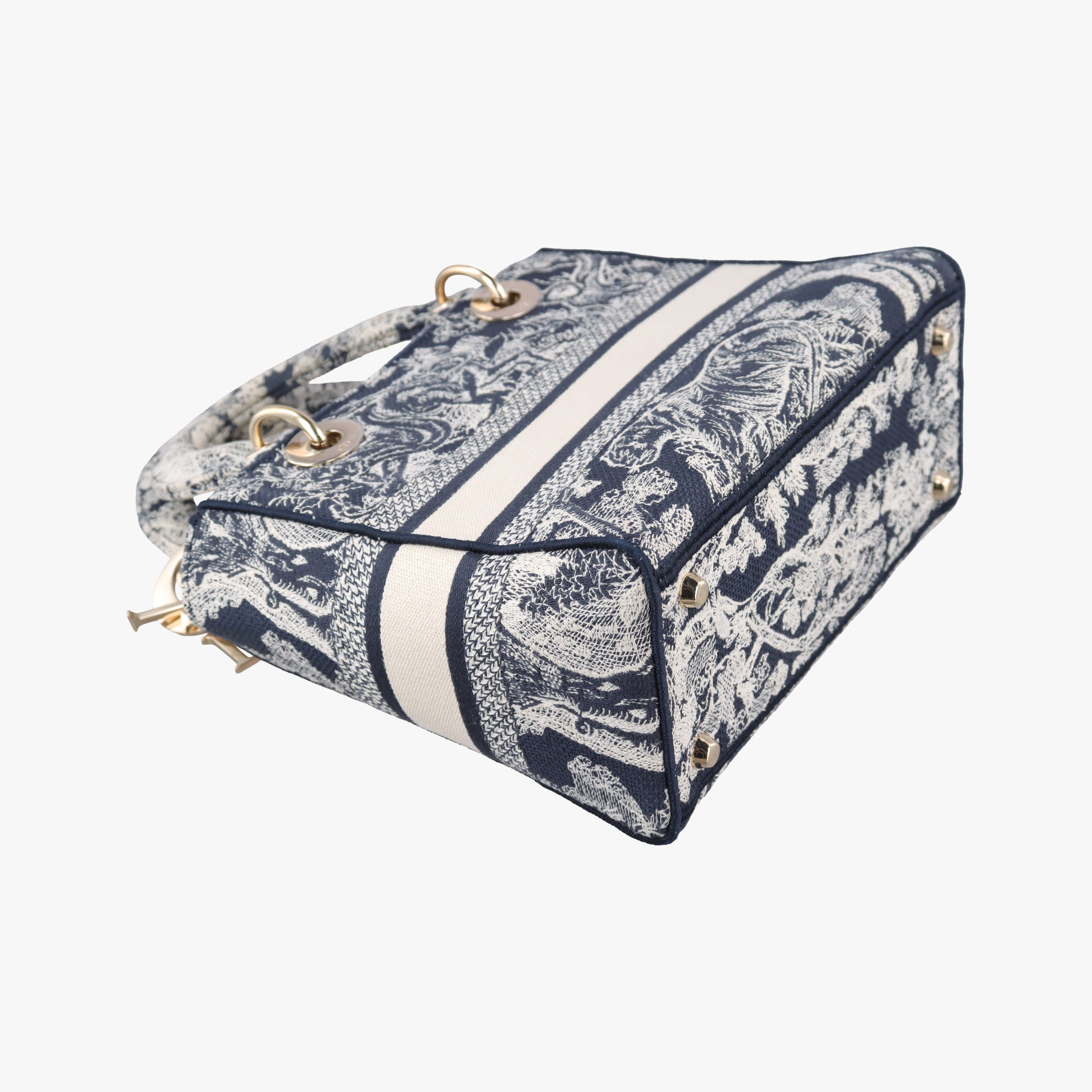 Vintage Christian Dior D-Lite Medium Royaume Navy Jacquard  shoulderbag | stylenewstar