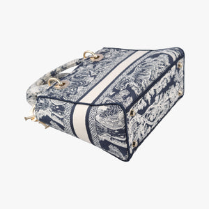 Vintage Christian Dior D-Lite Medium Royaume Navy Jacquard  shoulderbag | stylenewstar
