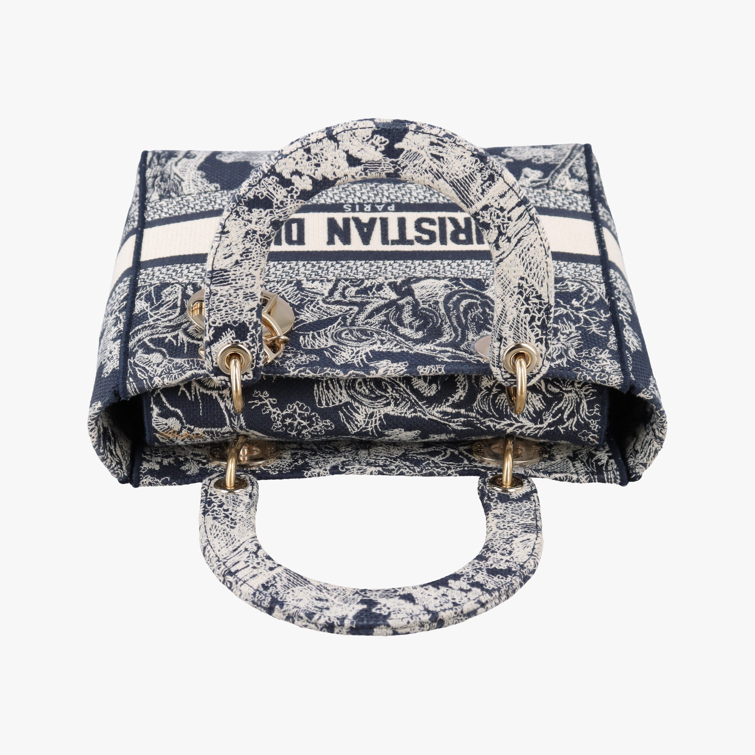 Vintage Christian Dior D-Lite Medium Royaume Navy Jacquard  shoulderbag | stylenewstar