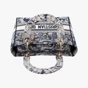 Vintage Christian Dior D-Lite Medium Royaume Navy Jacquard  shoulderbag | stylenewstar