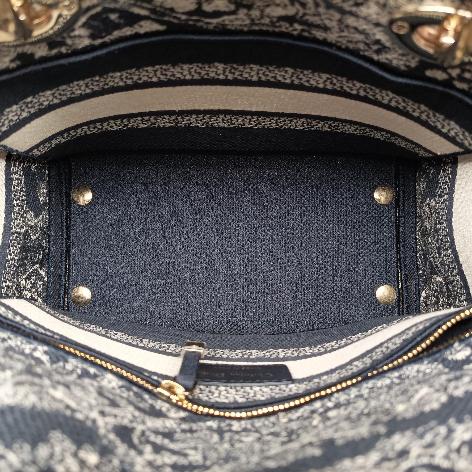 Vintage Christian Dior D-Lite Medium Royaume Navy Jacquard  shoulderbag | stylenewstar