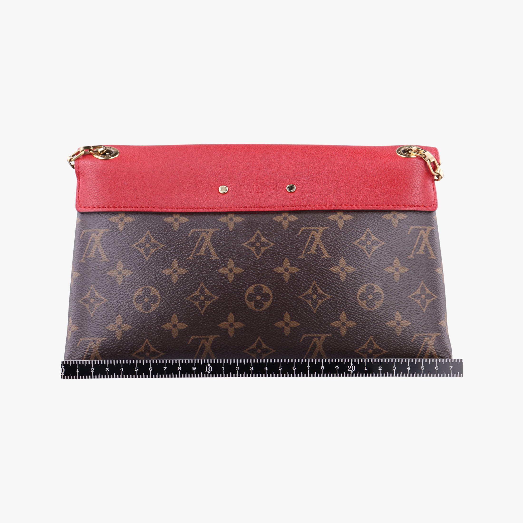 Secondhand Louis Vuitton PALLAS Chain Brown×CERISE Monogram Canvas×calf leather M41201 shoulderbag | stylenewstar