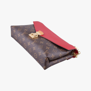 Secondhand Louis Vuitton PALLAS Chain Brown×CERISE Monogram Canvas×calf leather M41201 shoulderbag | stylenewstar