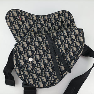 Secondhand Christian Dior Saddlebags Gray×Navy×Black Jacquard×Leather  shoulderbag | stylenewstar