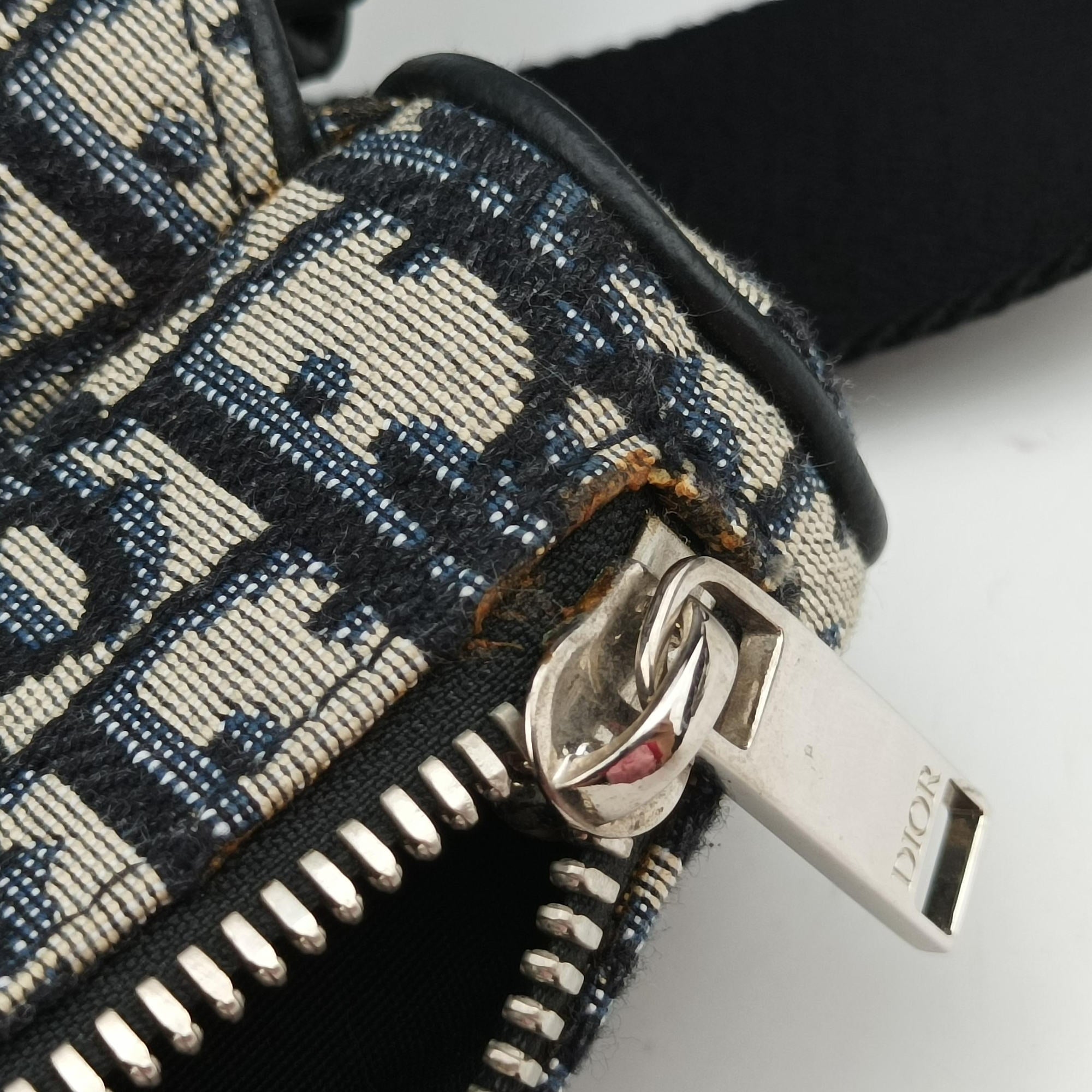 Secondhand Christian Dior Saddlebags Gray×Navy×Black Jacquard×Leather  shoulderbag | stylenewstar