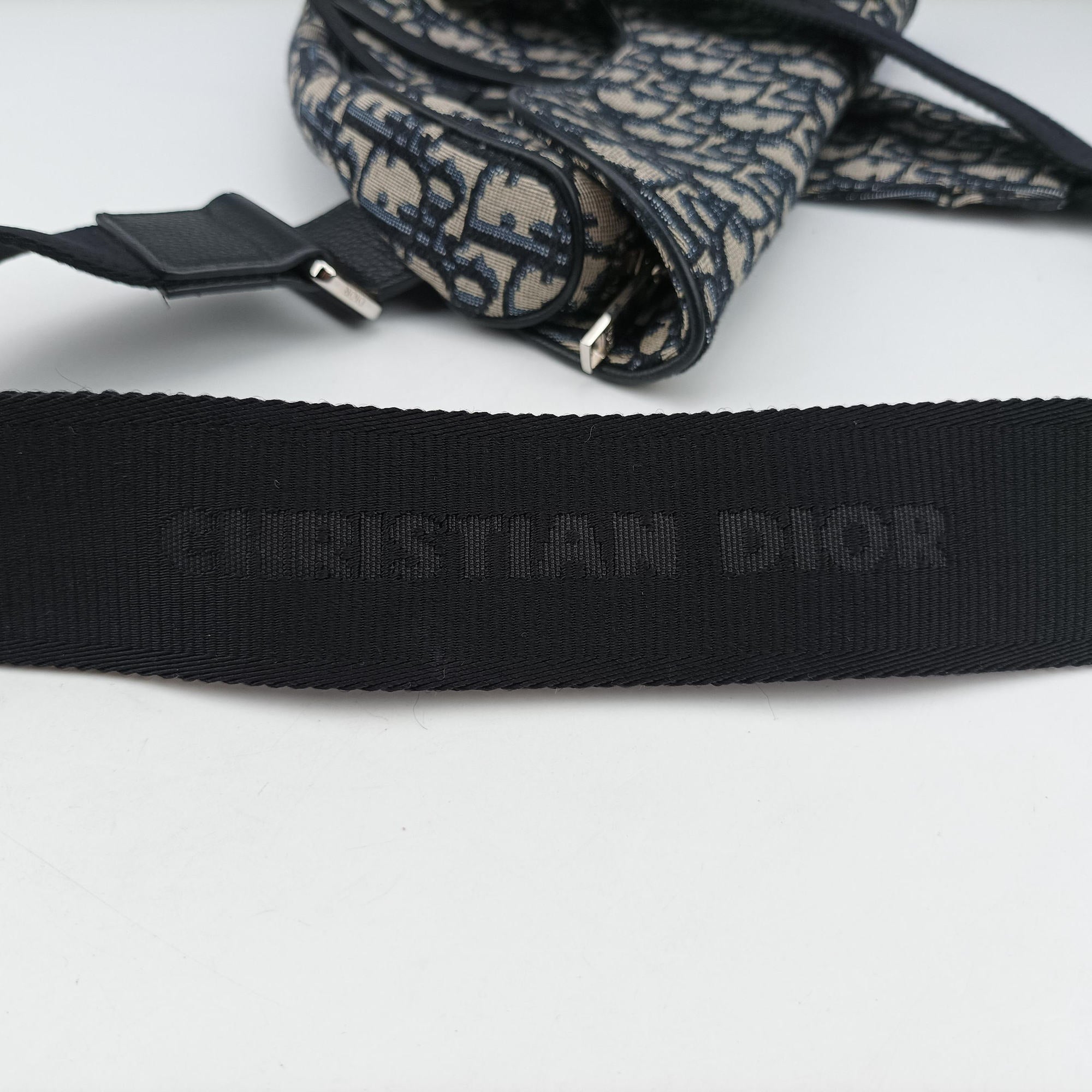 Secondhand Christian Dior Saddlebags Gray×Navy×Black Jacquard×Leather  shoulderbag | stylenewstar