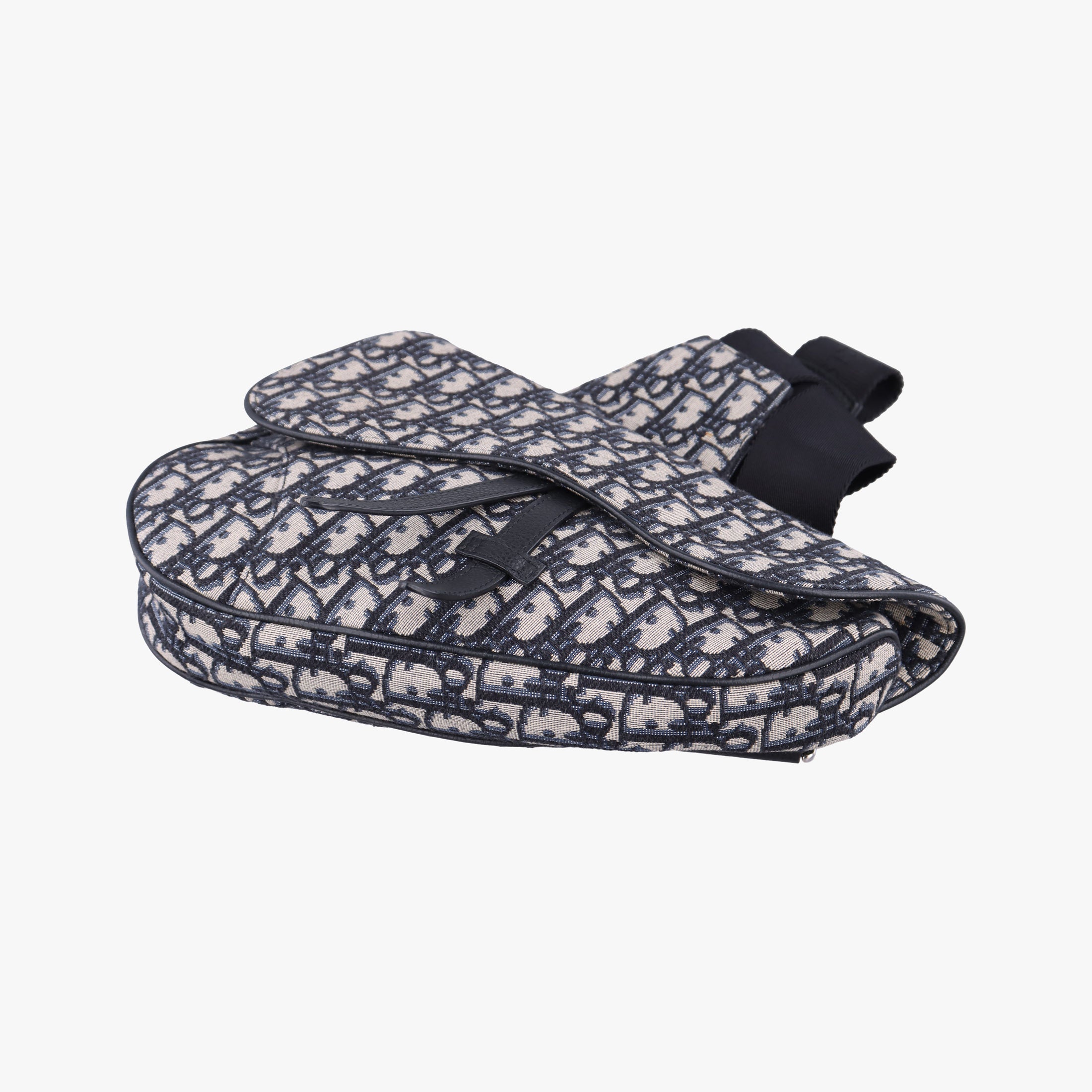 Secondhand Christian Dior Saddlebags Gray×Navy×Black Jacquard×Leather  shoulderbag | stylenewstar