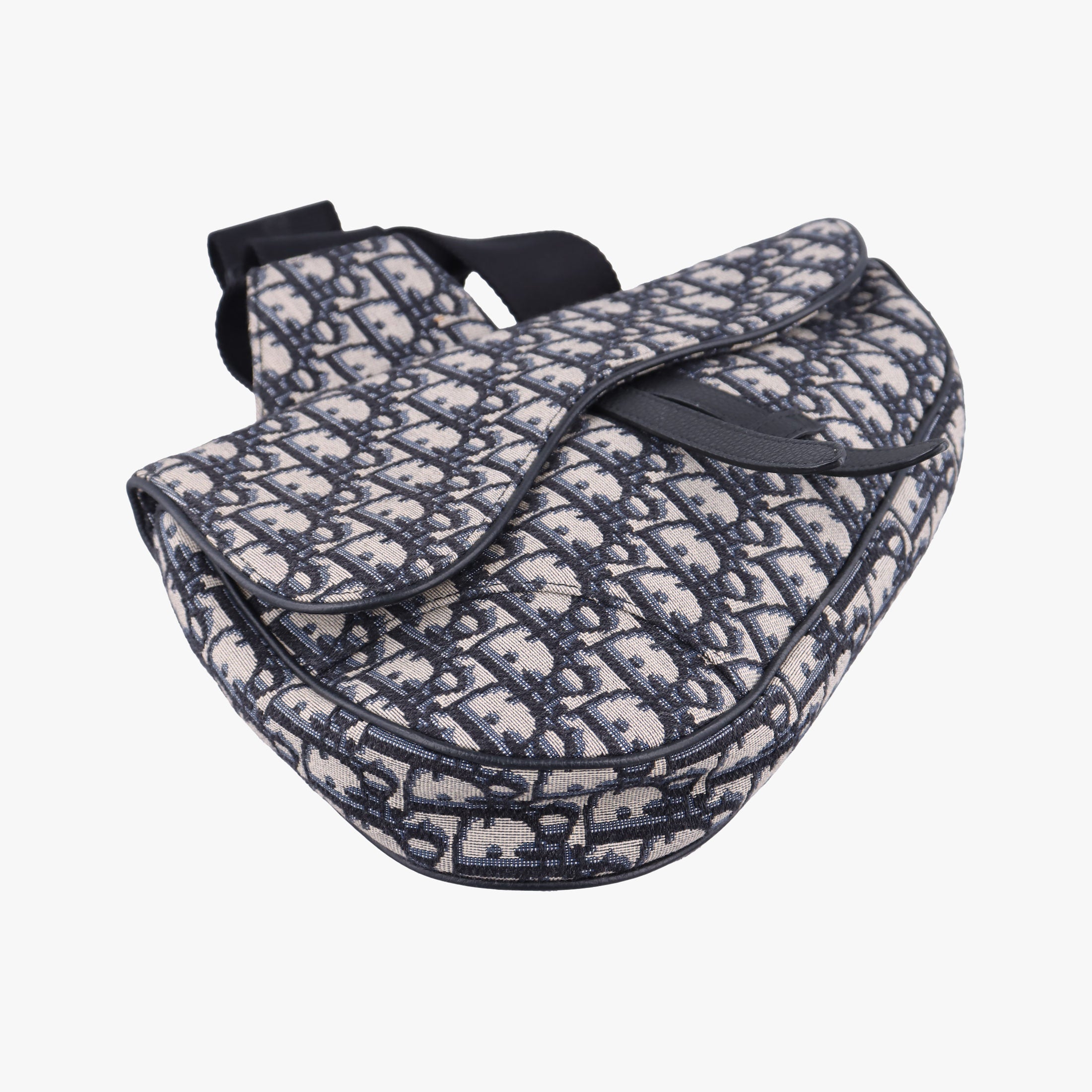 Secondhand Christian Dior Saddlebags Gray×Navy×Black Jacquard×Leather  shoulderbag | stylenewstar