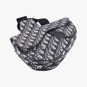 Secondhand Christian Dior Saddlebags Gray×Navy×Black Jacquard×Leather  shoulderbag | stylenewstar