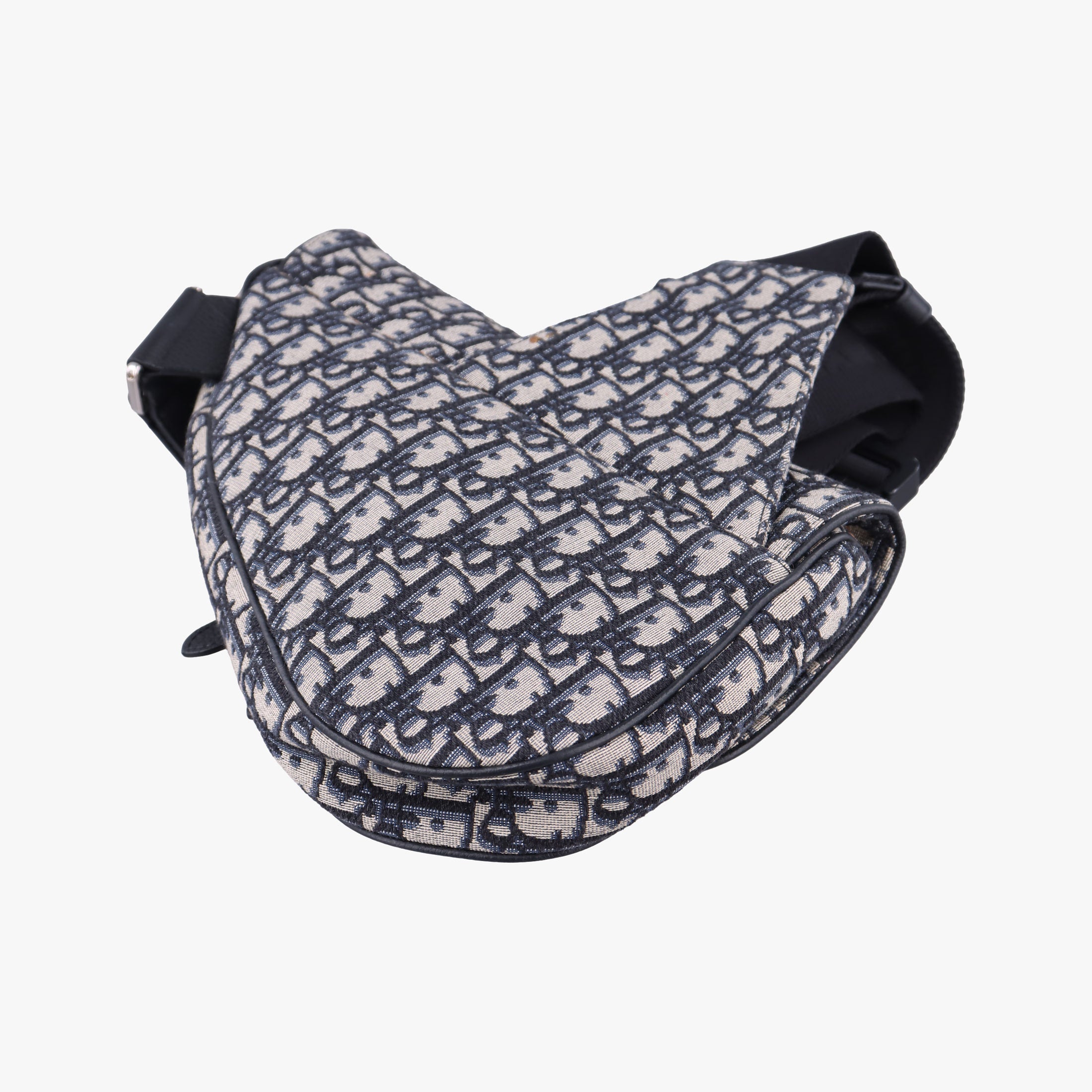 Secondhand Christian Dior Saddlebags Gray×Navy×Black Jacquard×Leather  shoulderbag | stylenewstar