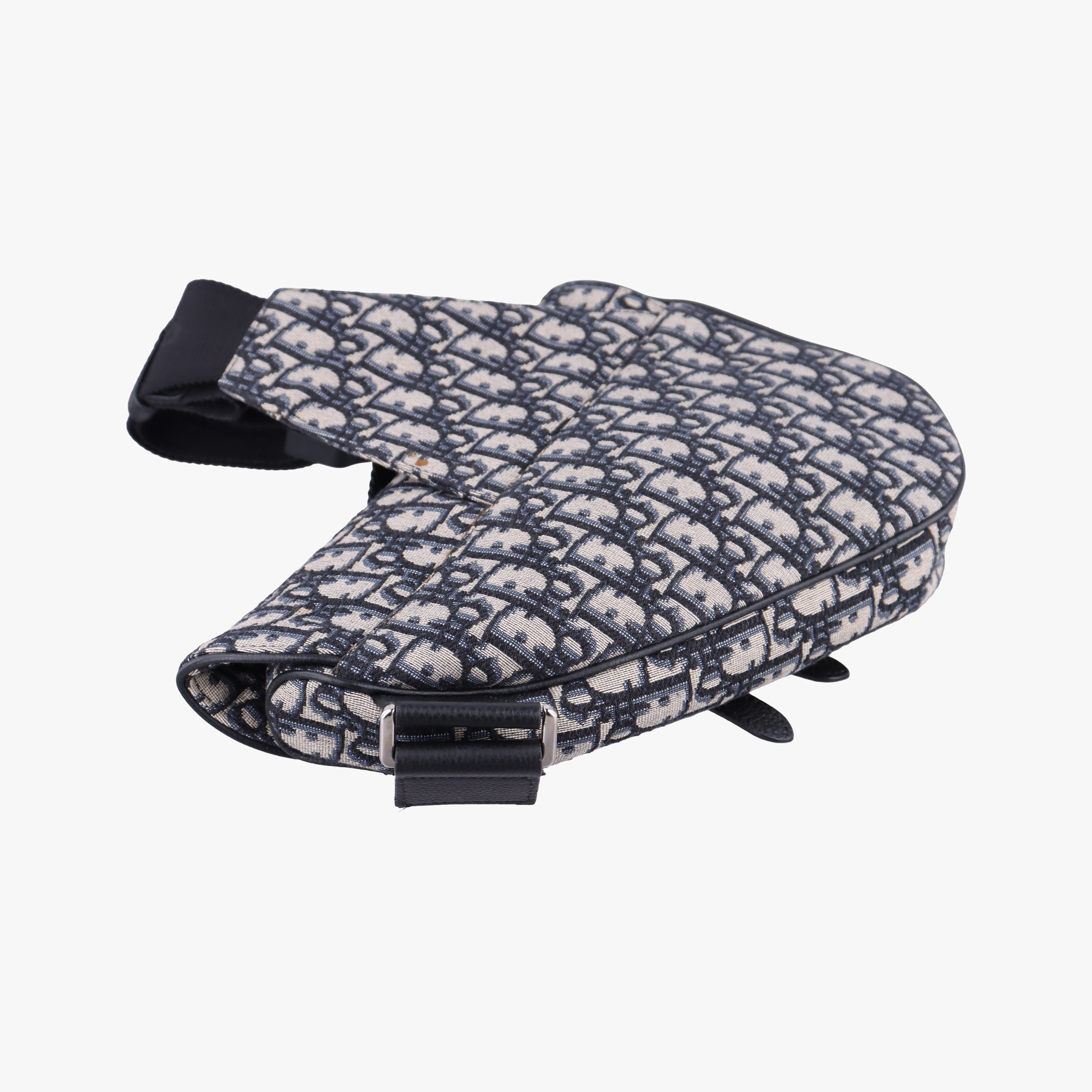 Secondhand Christian Dior Saddlebags Gray×Navy×Black Jacquard×Leather  shoulderbag | stylenewstar