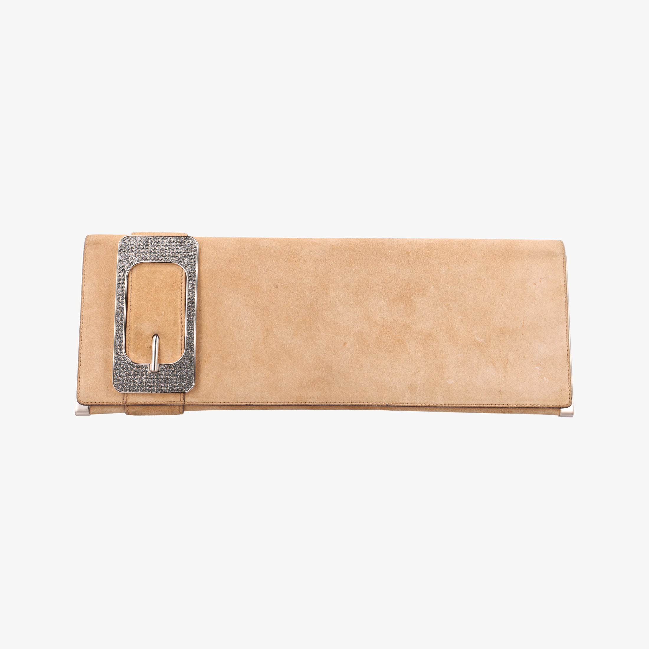 Pre-owned Gucci Romy Beige Suede 167738 clutchbag | stylenewstar