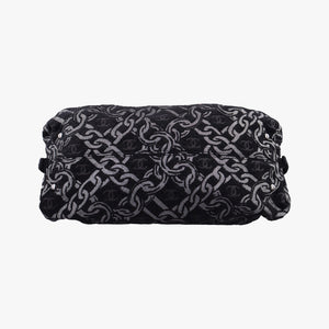 Vintage Chanel Interlocking CC Chain Motif Black Cotton Canvas interwoven A29996 shoulderbag | stylenewstar