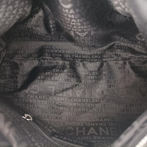Vintage Chanel Interlocking CC Chain Motif Black Cotton Canvas interwoven A29996 shoulderbag | stylenewstar