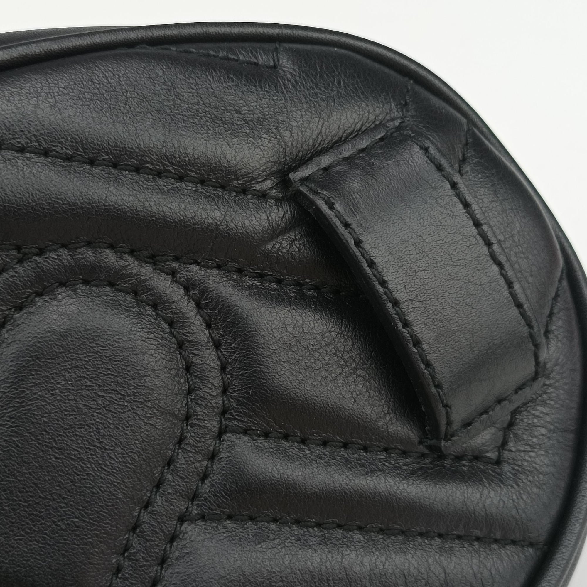 Pre-owned Gucci GG Marmont Black Leather 476434 bum bag/waist bag | stylenewstar