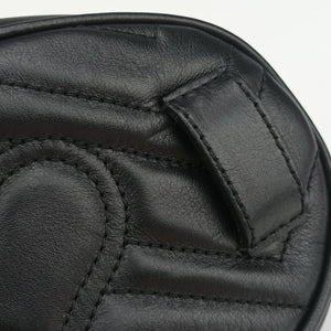 Pre-owned Gucci GG Marmont Black Leather 476434 bum bag/waist bag | stylenewstar
