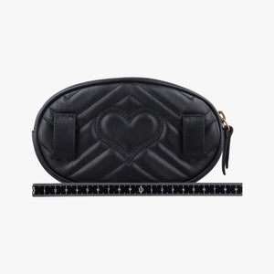 Pre-owned Gucci GG Marmont Black Leather 476434 bum bag/waist bag | stylenewstar
