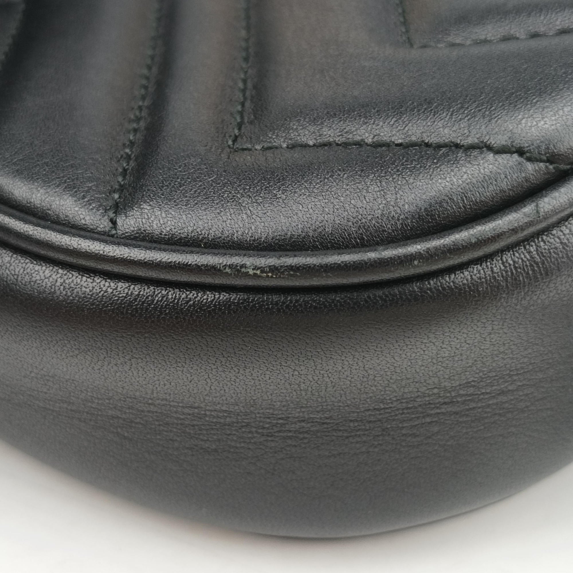 Pre-owned Gucci GG Marmont Black Leather 476434 bum bag/waist bag | stylenewstar