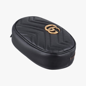 Pre-owned Gucci GG Marmont Black Leather 476434 bum bag/waist bag | stylenewstar
