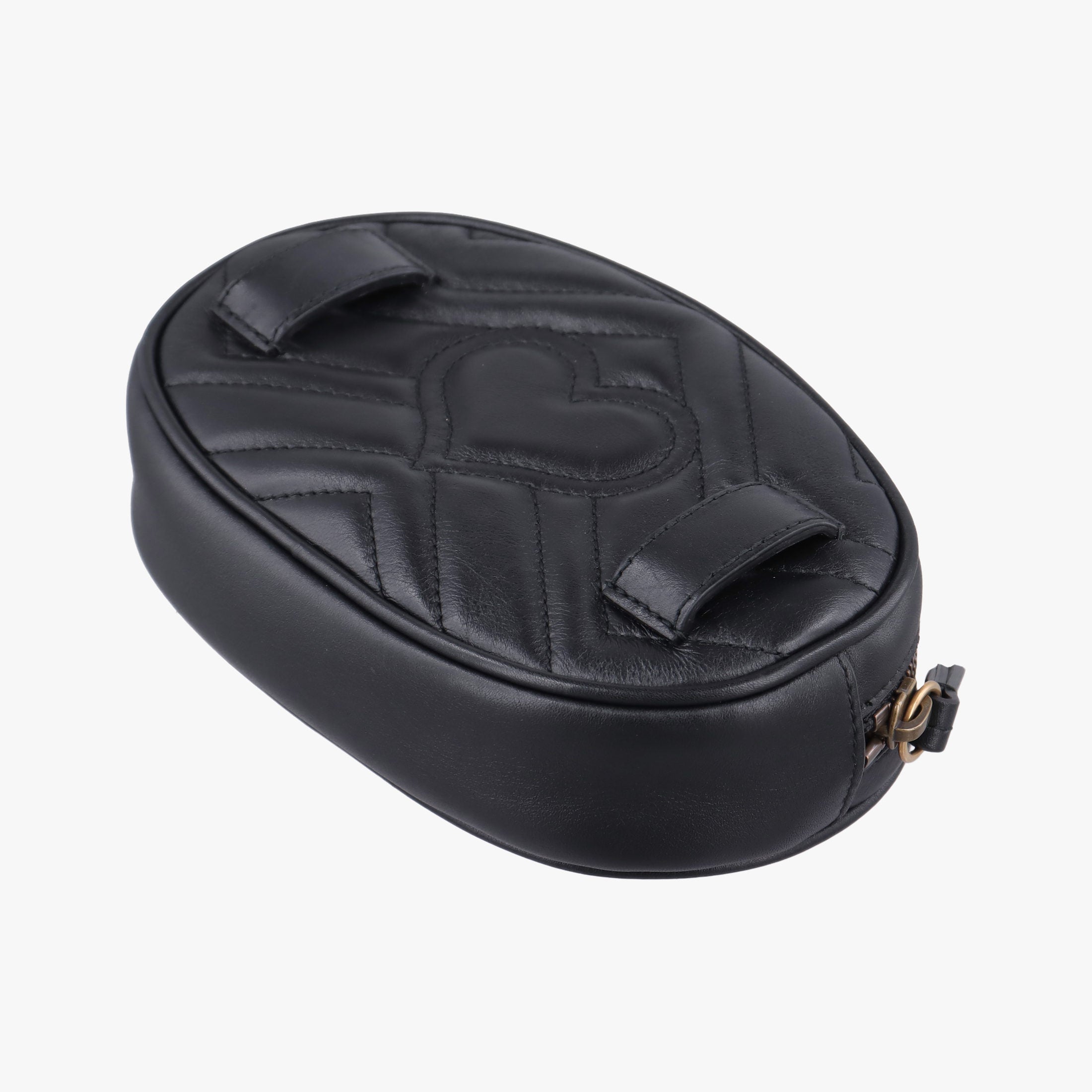 Pre-owned Gucci GG Marmont Black Leather 476434 bum bag/waist bag | stylenewstar