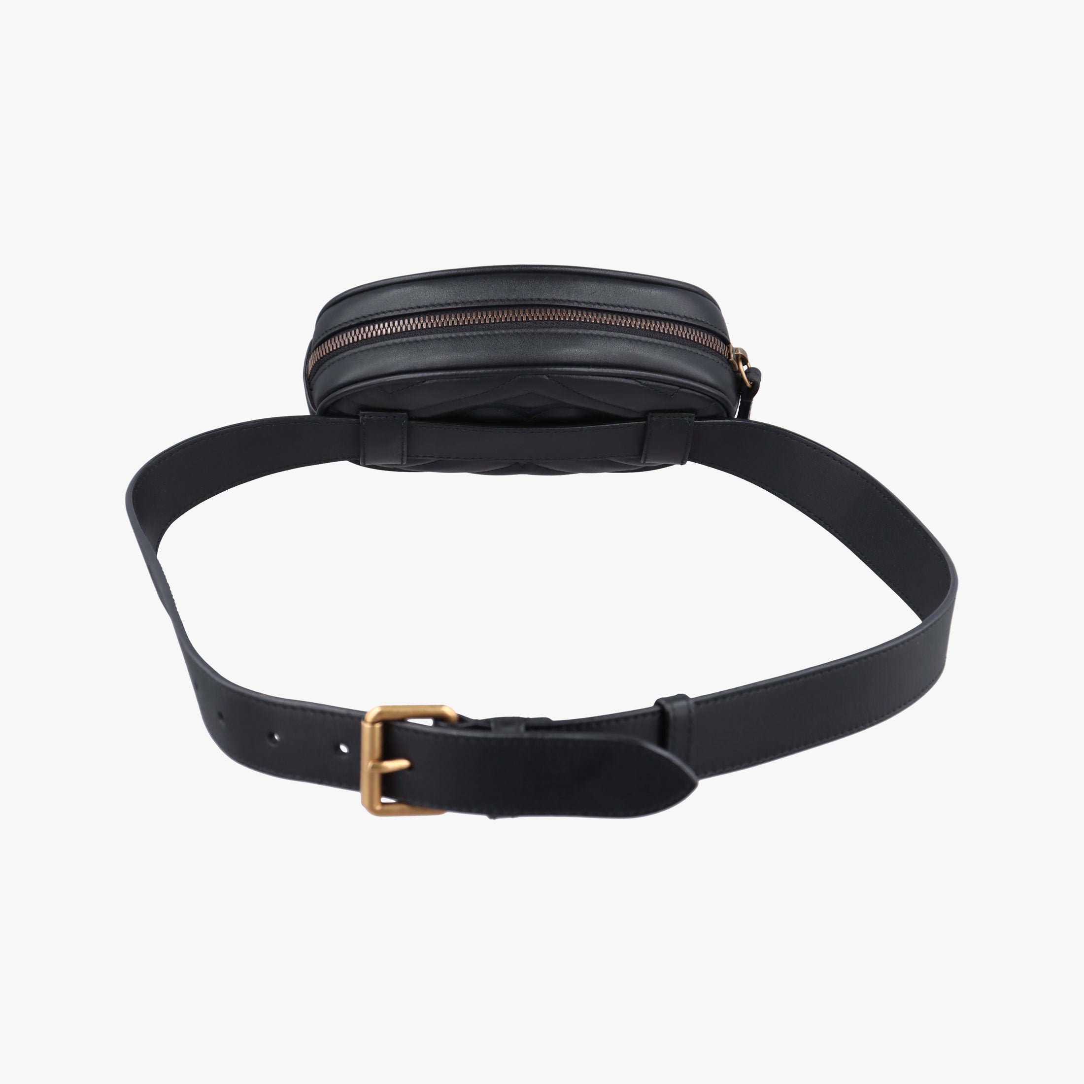 Pre-owned Gucci GG Marmont Black Leather 476434 bum bag/waist bag | stylenewstar