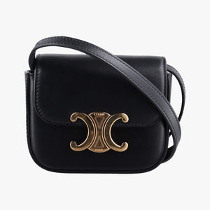 Pre-owned Celine Triomphe Black Leather  shoulderbag | stylenewstar