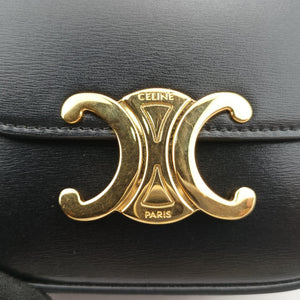 Pre-owned Celine Triomphe Black Leather  shoulderbag | stylenewstar