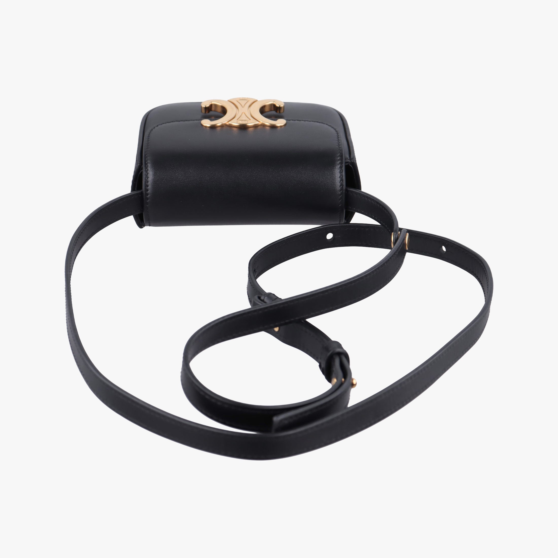 Pre-owned Celine Triomphe Black Leather  shoulderbag | stylenewstar