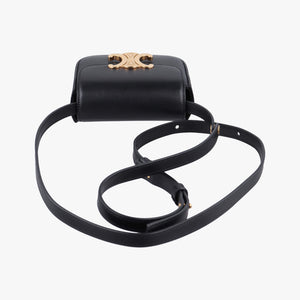 Pre-owned Celine Triomphe Black Leather  shoulderbag | stylenewstar