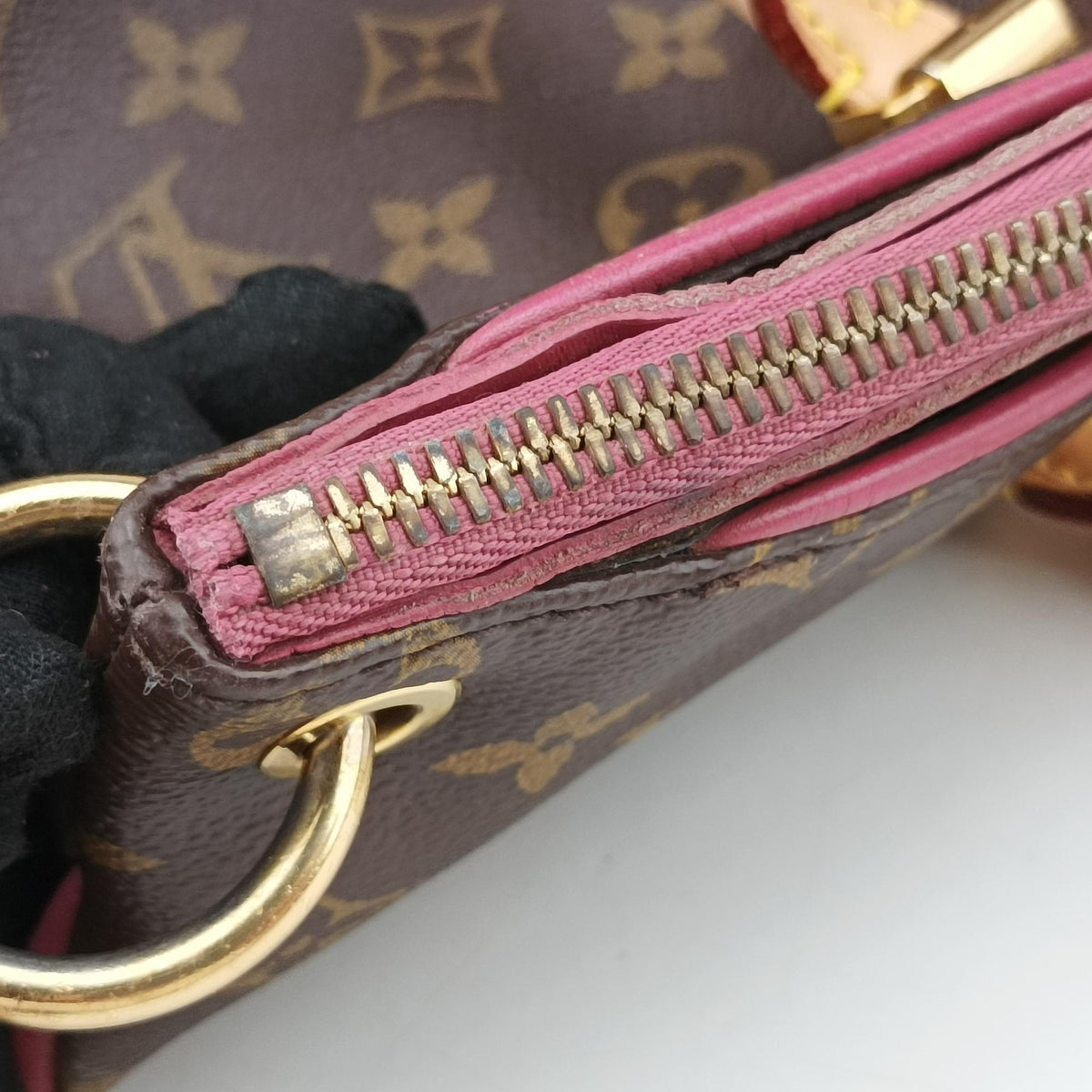 Pre-owned Louis Vuitton PALLAS brown×Rose Bruyere Monogram Canvas×calf leather M43705 shoulderbag | stylenewstar