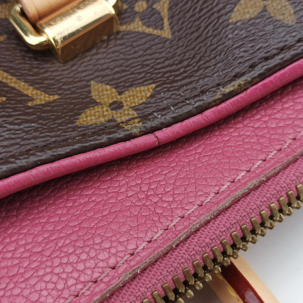 Pre-owned Louis Vuitton PALLAS brown×Rose Bruyere Monogram Canvas×calf leather M43705 shoulderbag | stylenewstar