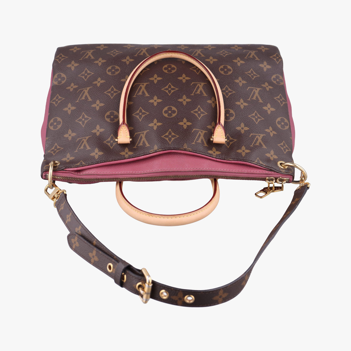 Pre-owned Louis Vuitton PALLAS brown×Rose Bruyere Monogram Canvas×calf leather M43705 shoulderbag | stylenewstar