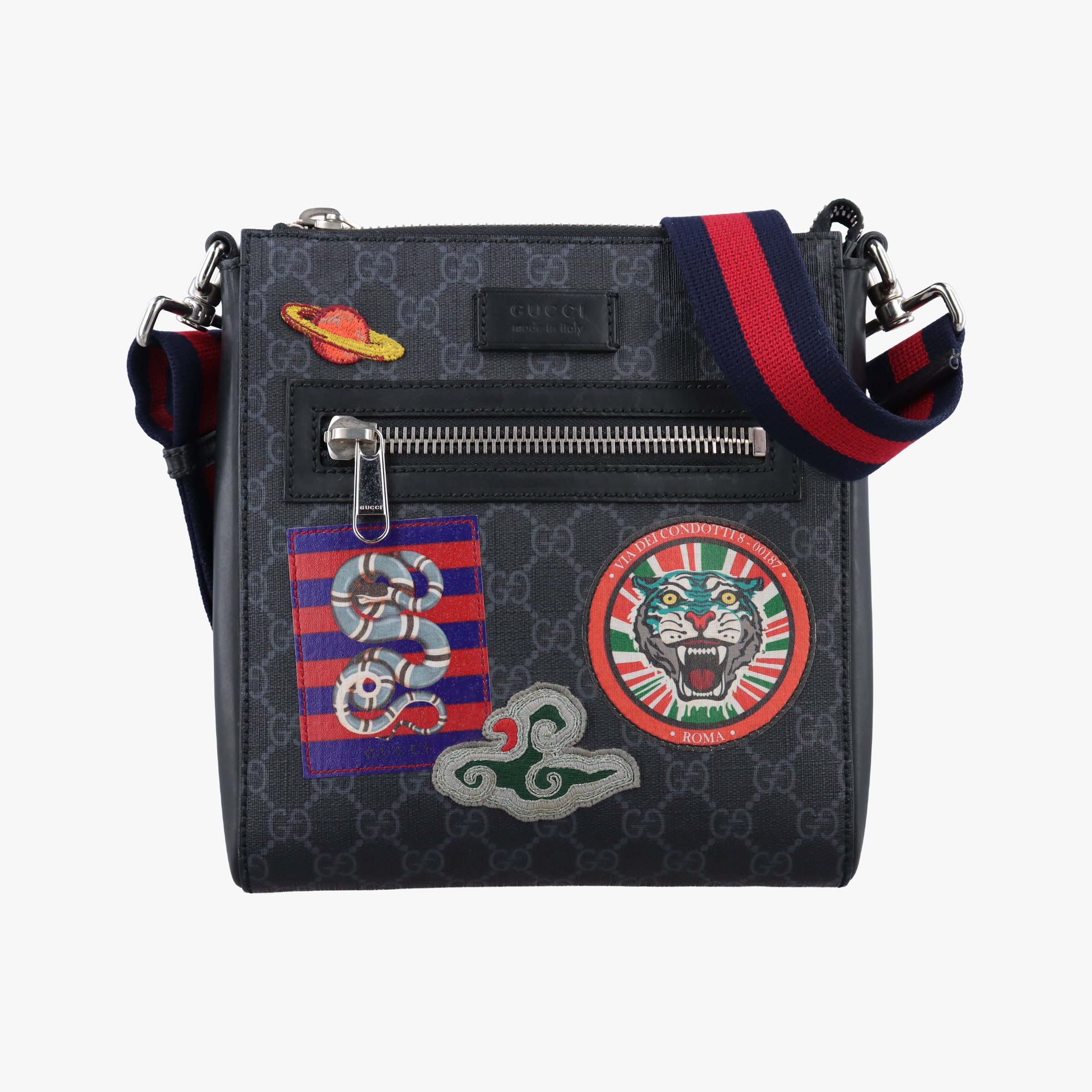 Vintage Gucci GG Supreme Courrier Messenger Black×Multicolour PVC coated canvas×Leather 547751 shoulderbag | stylenewstar