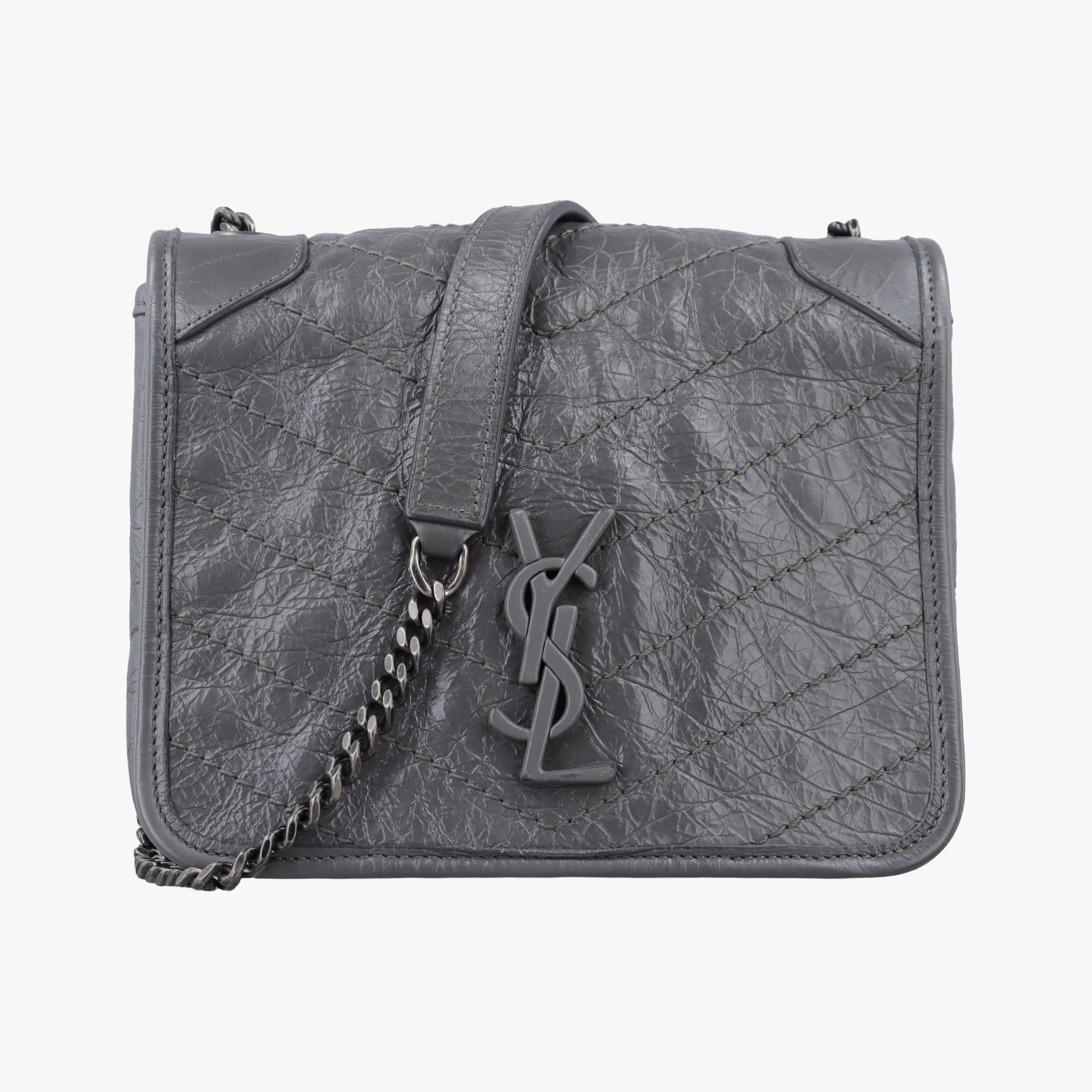 Secondhand Yves Saint Laurent Niki Grey Leather 583103 shoulderbag | stylenewstar