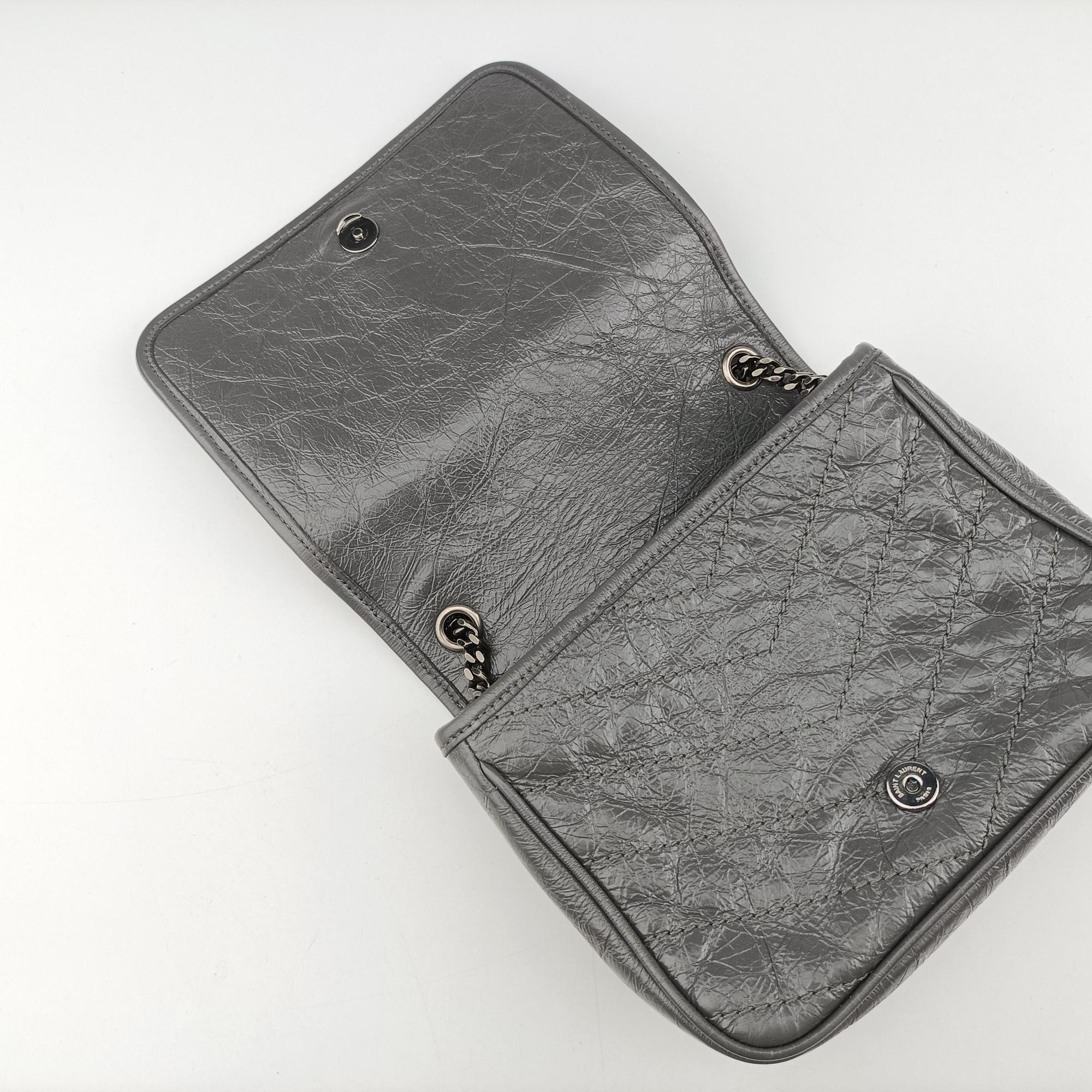 Secondhand Yves Saint Laurent Niki Grey Leather 583103 shoulderbag | stylenewstar