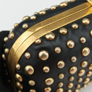 Pre-owned Alexander McQueen Four Ring Black Leather  shoulderbag | stylenewstar