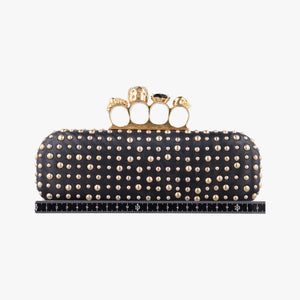 Pre-owned Alexander McQueen Four Ring Black Leather  shoulderbag | stylenewstar