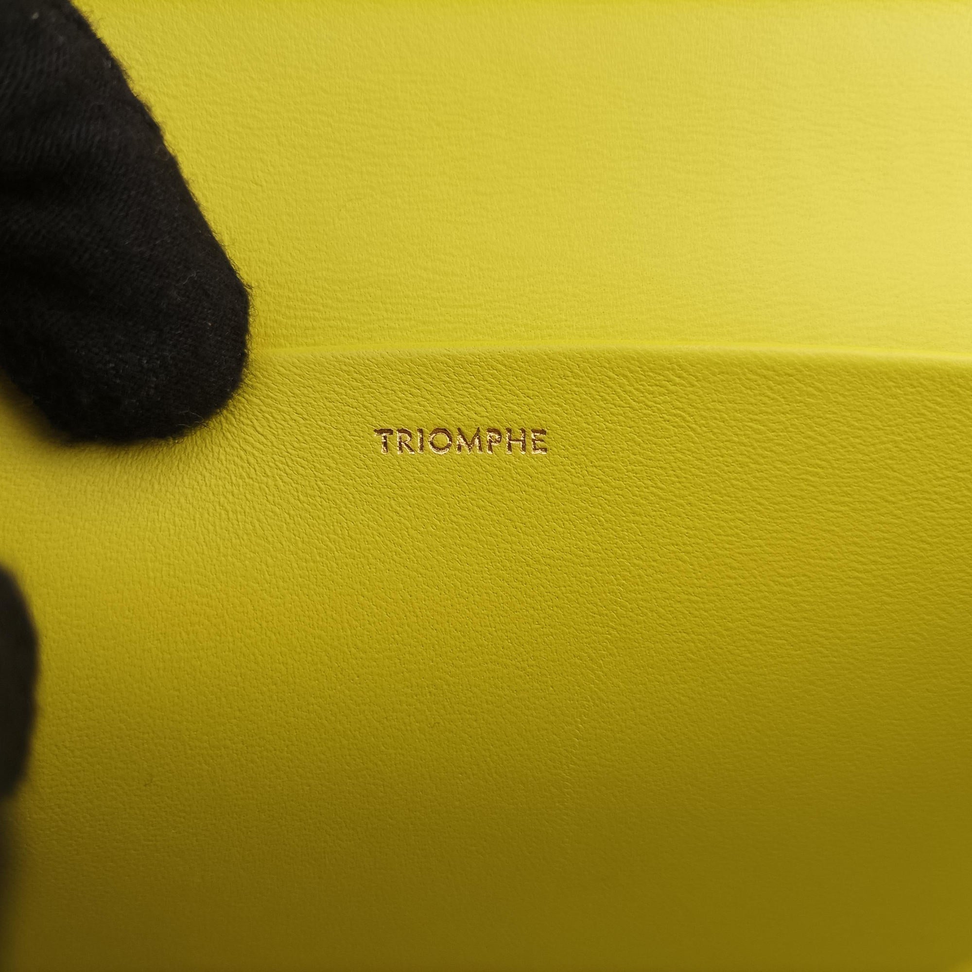 Pre-owned Celine Triomphe Chain Yellow Leather  shoulderbag | stylenewstar